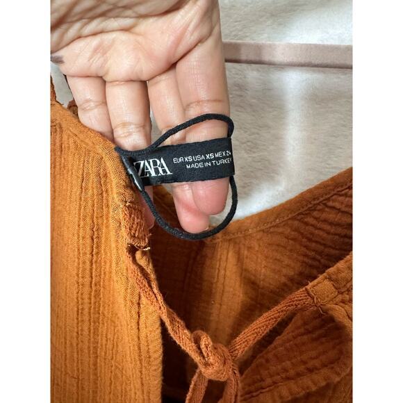 Zara Textured Midi Dress in Burnt Orange Size XS‎ Bloggers Favorite - Picture 8 of 8